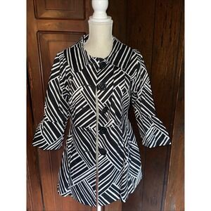 Eden Court Womens Jacket Geometric Black &‎ White Size Small EUC